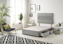 Somnior Beds Somnior Galaxy Tweed Grey Divan Bed Base With 2 Drawers And Headboard - Small Single - thumbnail 1