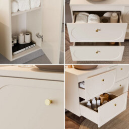 Impact Furniture Double Vanity Unit With Basins Bathroom Sink Cabinet With Countertop Beige 4 Drawer 120Cm Art Deco Gatsby Donna - thumbnail 9