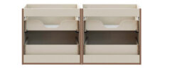 Impact Furniture Double Vanity Unit With Basins Bathroom Sink Cabinet With Countertop Beige 4 Drawer 120Cm Art Deco Gatsby Donna - thumbnail 6