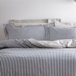Yard Hebden Striped 100% Cotton Duvet Cover Set, Navy, Double - thumbnail 2
