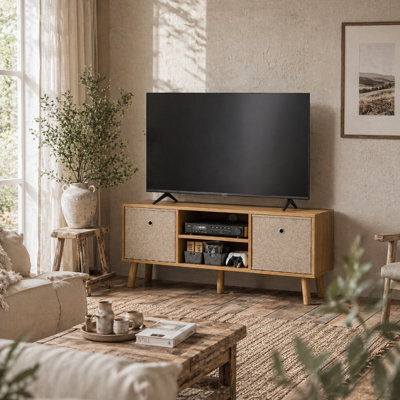 Wyld Haus Linore 110Cm Brown Tv Cabinet With Removable Fabric Drawers For Tvs Up To 50 Inches - image 1