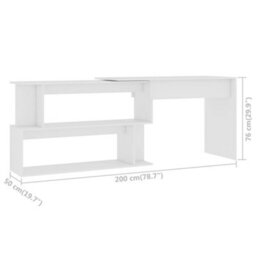 Walplus Corner Desk White 200X50X76 Cm Engineered Wood - thumbnail 7