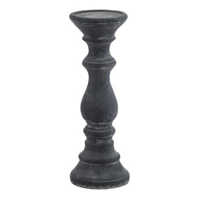 Hill Interiors Amalfi Column Candle Holder Grey (20Cm X 10Cm X 10Cm) - image 1
