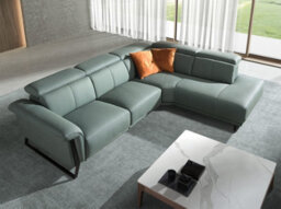 Angel Cerda Right Chaise Longue Relax Sofa In Turquoise Green Leather - thumbnail 7