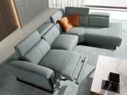 Angel Cerda Right Chaise Longue Relax Sofa In Turquoise Green Leather - thumbnail 6