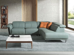 Angel Cerda Right Chaise Longue Relax Sofa In Turquoise Green Leather - thumbnail 3