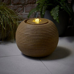 Valuelights Round Ribbed Natural Solar Powered Outdoor Water Fountain Feature Garden Light - thumbnail 1