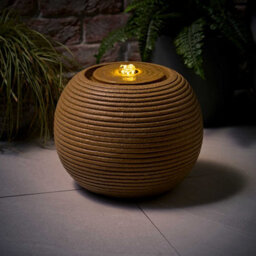 Valuelights Round Ribbed Natural Solar Powered Outdoor Water Fountain Feature Garden Light - thumbnail 2