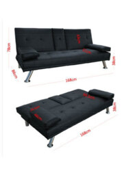 Mattress Guru Faux Leather Folding Sofa Bed With Cup Holders Cinema Style, Brown - thumbnail 3