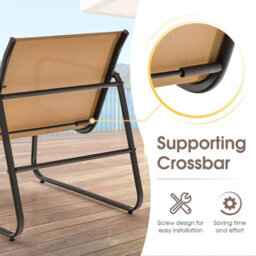 Costway 3 Pcs Patio Conversation Set Outdoor Metal Chair & Table Set W/ Glass Tabletop-Coffee - thumbnail 9