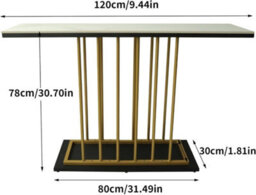 Hygrad Built to Survive Large Free Standing Sintered Stone With Metal Frame Console Sofa End Table Hallway Furniture Home 120Cm Wide - thumbnail 3