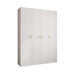 Arte Stylish White Como I Hinged Door Wardrobe H2460mm W1800mm D500mm, Four Doors, Sixteen Shelves, Two Hanging Rails, Gold Handles - thumbnail 1
