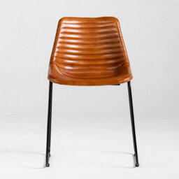 Where Saints Go Ltd Deluxe Rh Dining Chair, Tan Ribbed Goat Leather, Black Metal Base By Where Saints Go - thumbnail 6