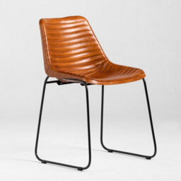 Where Saints Go Ltd Deluxe Rh Dining Chair, Tan Ribbed Goat Leather, Black Metal Base By Where Saints Go - thumbnail 5