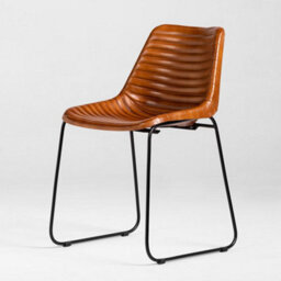 Where Saints Go Ltd Deluxe Rh Dining Chair, Tan Ribbed Goat Leather, Black Metal Base By Where Saints Go - thumbnail 7