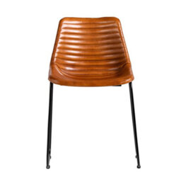 Where Saints Go Ltd Deluxe Rh Dining Chair, Tan Ribbed Goat Leather, Black Metal Base By Where Saints Go - thumbnail 4