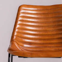 Where Saints Go Ltd Deluxe Rh Dining Chair, Tan Ribbed Goat Leather, Black Metal Base By Where Saints Go - thumbnail 9