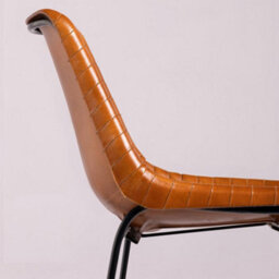 Where Saints Go Ltd Deluxe Rh Dining Chair, Tan Ribbed Goat Leather, Black Metal Base By Where Saints Go - thumbnail 8