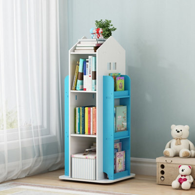 Living And Home Blue Freestanding Rotating House Shaped Kids' Bookshelf Children Bookcase - image 1