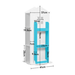 Living And Home Blue Freestanding Rotating House Shaped Kids' Bookshelf Children Bookcase - thumbnail 6