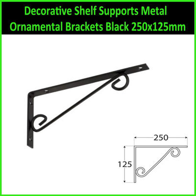 Decorative Shelf Supports Metal Ornamental Brackets Black Size: 250 X 125mm ( Pack Of: 3 )