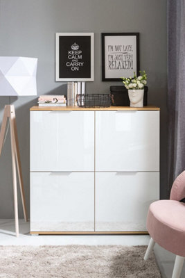 Arte Zele 104 Cm 4 Door Sideboard Oak Wotan White Gloss - image 1