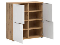 Arte Zele 104 Cm 4 Door Sideboard Oak Wotan White Gloss - thumbnail 4