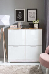 Arte Zele 104 Cm 4 Door Sideboard Oak Wotan White Gloss - thumbnail 1
