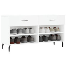 Berkfield Industrial Shoe Bench White 102X35X55 Cm Engineered Wood - thumbnail 3