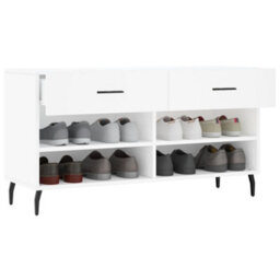 Berkfield Industrial Shoe Bench White 102X35X55 Cm Engineered Wood - thumbnail 4