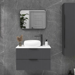 Royal Bathrooms Luxor 500 X 700mm Bathroom Mirror Led Within Frame Matt Black Wall Mounted Horizontal/vertical Frontlit Anti-Fog - thumbnail 1