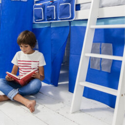 Nöa & Nani Noa & Nani Cabin Kids Solid Wood Midsleeper Bed With Slide & Blue Nw Package In Classic White Moro - thumbnail 4