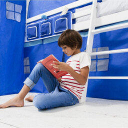 Nöa & Nani Noa & Nani Cabin Kids Solid Wood Midsleeper Bed With Slide & Blue Nw Package In Classic White Moro - thumbnail 3