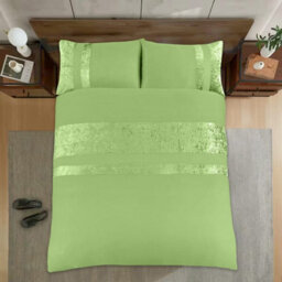 Casabella Luxury Crushed Velvet Panel Band Duvet Cover Sets With Pillow Case Single Duvet Cover Bedding Set Sage - thumbnail 6