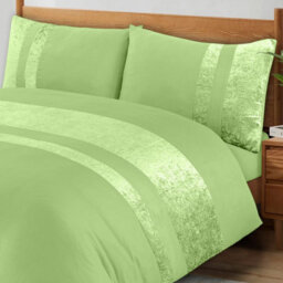 Casabella Luxury Crushed Velvet Panel Band Duvet Cover Sets With Pillow Case Single Duvet Cover Bedding Set Sage - thumbnail 2