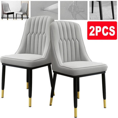 2Pcs Dining Chairs Set Leather Padded Seat Metal Leg Kitchen Restaurants Chair - image 1