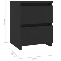Vidaxl Bedside Cabinets 2 Pcs Black 30X30X40 Cm Engineered Wood - thumbnail 3