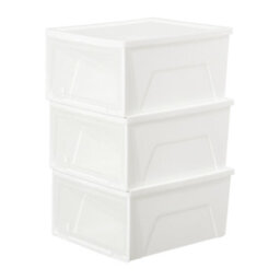 Living And Home White 3 Pcs Stackable Plastic Shoe Storage Box - thumbnail 1
