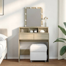 Berkfield Dressing Table With Led Sonoma Oak 80X41X144.5 Cm