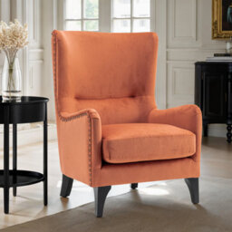 Velvet Orange Segovia Accent Wingback Chair