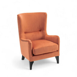 Velvet Orange Segovia Accent Wingback Chair - thumbnail 3