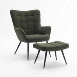 More4Homes Vera Occasional Armchair Living Room Bedroom Modern Velvet Accent Chair (Green W Footstool) - thumbnail 2