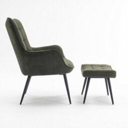 More4Homes Vera Occasional Armchair Living Room Bedroom Modern Velvet Accent Chair (Green W Footstool) - thumbnail 3