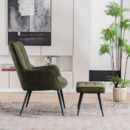 More4Homes Vera Occasional Armchair Living Room Bedroom Modern Velvet Accent Chair (Green W Footstool) - thumbnail 6