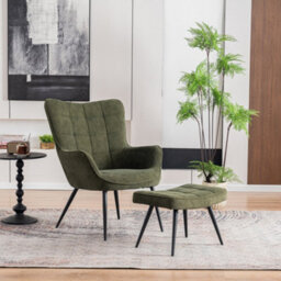 More4Homes Vera Occasional Armchair Living Room Bedroom Modern Velvet Accent Chair (Green W Footstool) - thumbnail 5