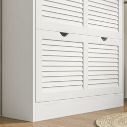 Homcom Slim Shoe Storage Cabinet With 2 Flip Drawers For Entryway, White - thumbnail 9
