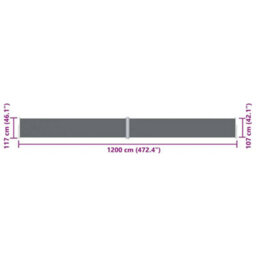 Walplus Retractable Side Awning Garden Sun Shade Canopy Gazebo For Back Door, Porch, Patio Anthracite 117X1200 Cm - thumbnail 8