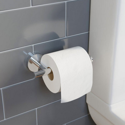 Aveli Bathroom Toilet Roll Holder Chrome Round Wall Mounted Stylish Modern - image 1