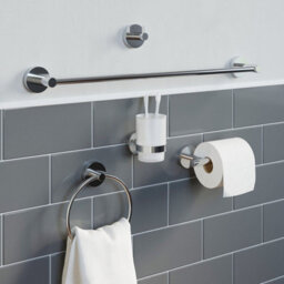 Aveli Bathroom Toilet Roll Holder Chrome Round Wall Mounted Stylish Modern - thumbnail 3