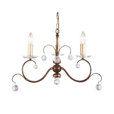 Elegant 3-Bulb Bronze Patina Chandelier Pendant Light With Led E14 Bulbs